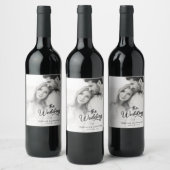 Moderne minimalistische fotobruiloft wijn etiket (Flessen)