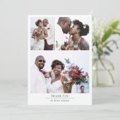 Moderne minimalistische fotocollage bruiloft bedankkaart (Staand voorkant)