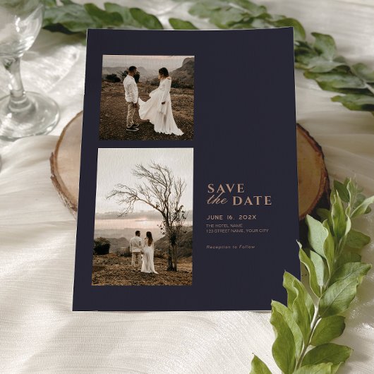 Moderne Minimalistische Fotocollage Bruiloft Save The Date