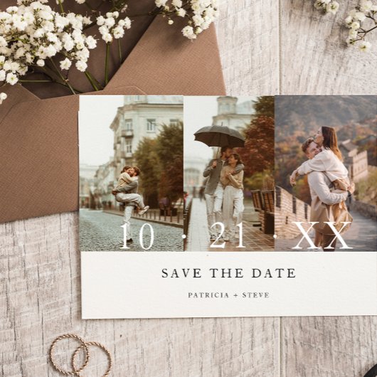 Moderne minimalistische fotocollage sparen de Datu Save The Date