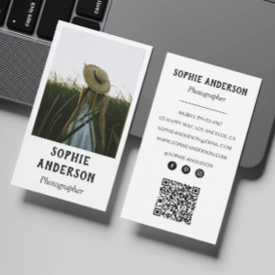 Moderne Minimalistische Fotograaf Foto met QR-code Visitekaartje