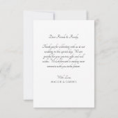 Moderne minimalistische fotoscript serif bruiloft bedankkaart (Achterkant)