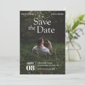 Moderne minimalistische fototrouw  save the date (Staand voorkant)