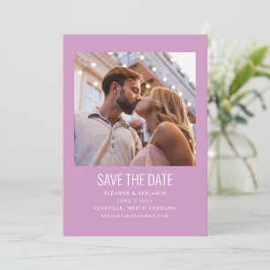 Moderne minimalistische fotoweddenschap Paars Save The Date