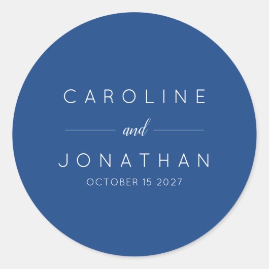 Moderne minimalistische Franse blauwe aangepaste b Ronde Sticker (Voorkant)