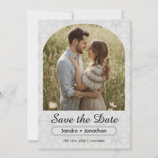 Moderne minimalistische gebogen foto gepersonalise save the date