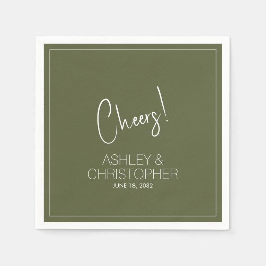 Moderne minimalistische gedempte mos bruiloft servet (Voorkant)