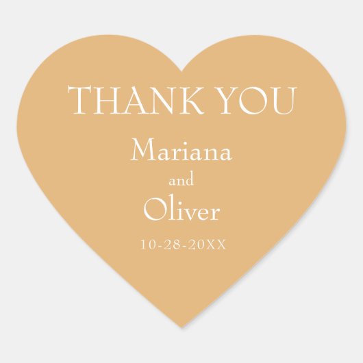 Moderne minimalistische gele bruiloft hart sticker (Voorkant)