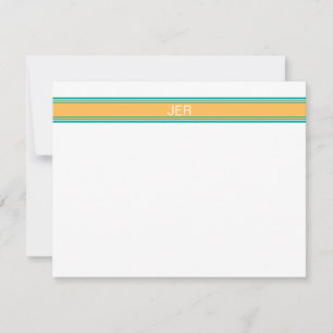 Moderne Minimalistische Gele Groene Monogram Notit Notitiekaartje