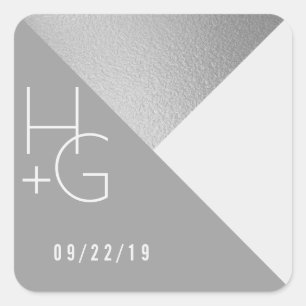 Moderne minimalistische geometrische bruiloft vierkante sticker