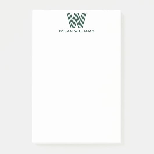 Moderne minimalistische geometrische monogram op m post-it® notes (Voorkant)