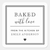 Moderne Minimalistische Gepersonaliseerde Bakkerij Vierkante Sticker (Voorkant)