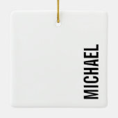 Moderne Minimalistische Gepersonaliseerde Naam Keramisch Ornament (Achterkant)