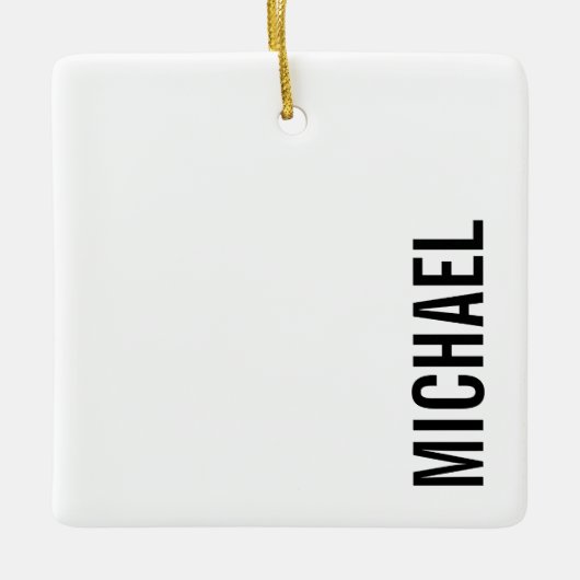 Moderne Minimalistische Gepersonaliseerde Naam Keramisch Ornament (Voorkant)