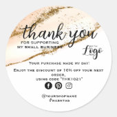 Moderne minimalistische Gold- en perzikorder - bed Ronde Sticker (Voorkant)