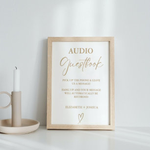 Moderne minimalistische gouden audio gastenboek te poster