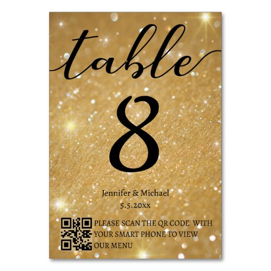 Moderne minimalistische gouden bruiloft QR code me Kaart (Voorkant)