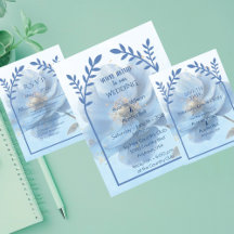 Moderne Minimalistische Gouden en Blauwe Papaver B