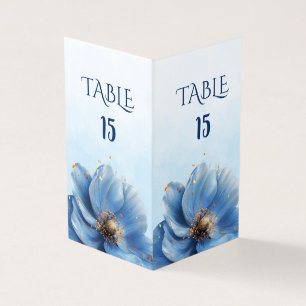 Moderne Minimalistische Gouden en Blauwe Papaver T Kaart