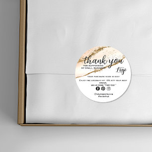 Moderne minimalistische gouden en perzik bedankt s ronde sticker