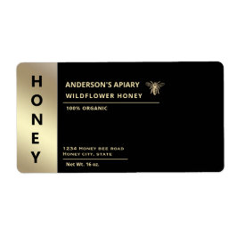 Moderne minimalistische gouden honing bij honing etiket