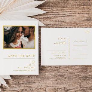 Moderne Minimalistische Gouden Lettertype Foto Sav Uitnodiging Briefkaart