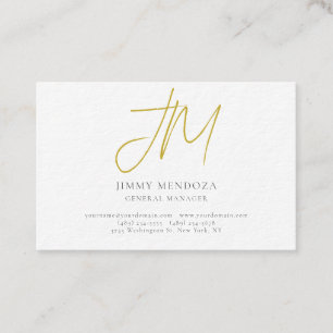 Moderne Minimalistische Gouden Monogram Luxe Dikke Visitekaartje