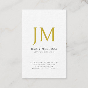 Moderne Minimalistische Gouden Monogram Luxe Dikke Visitekaartje