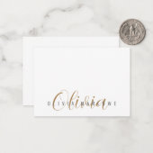 Moderne minimalistische gouden monogram notitiekaartje (Voorkant / Achterkant in situ)