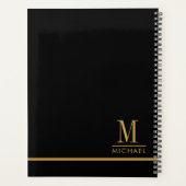 Moderne minimalistische gouden monogram zwart 2025 planner (Achterkant)