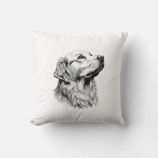 Moderne Minimalistische Gouden Retriever Lijnkunst Kussen