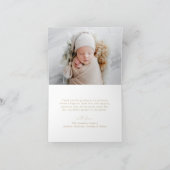 Moderne minimalistische gouden script foto doop bedankkaart (Binnen)