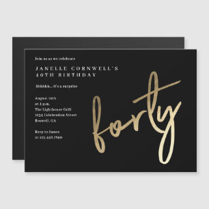 Moderne, minimalistische gouden soort 40e verjaard magnetische uitnodiging