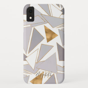 Moderne Minimalistische Gouden Strepen Grijze Drie iPhone XR Hoesje