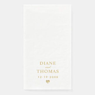 Moderne Minimalistische Gouden Trouw Monogram Servet