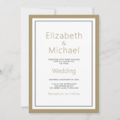 Moderne minimalistische gouden zwarte bruiloft kaart (Voorkant)