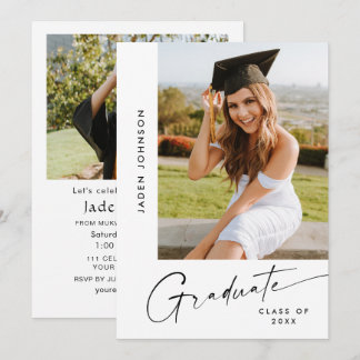Moderne Minimalistische Grad 2 FOTO Afstudeerfeest Kaart