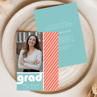 Moderne Minimalistische Grad Foto Afstudeerfeest Kaart