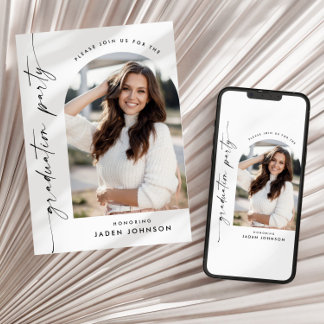 Moderne Minimalistische Grad PHOTO Afstudeerfeest Kaart