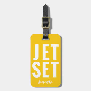 Moderne minimalistische grappige jet set vet helde bagagelabel