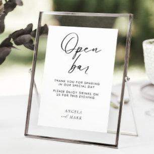 Moderne minimalistische grappige open bar bruiloft poster