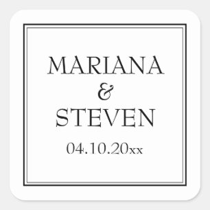 Moderne minimalistische grens zwart-wit vierkante sticker