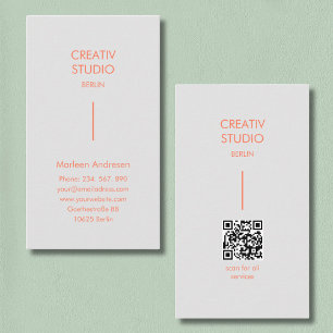 Moderne Minimalistische Grijze Oranje QR-code Visitekaartje