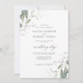 Moderne minimalistische groene blad bruiloft kaart