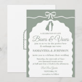 Moderne minimalistische groene bogen & linten brui kaart (Voorkant / Achterkant)