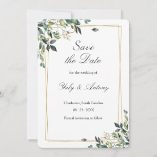 Moderne Minimalistische Groene Eucalyptus Save The Date