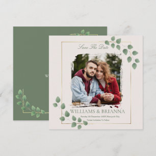 Moderne Minimalistische Groene Foto Save The Date