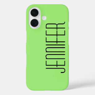 Moderne minimalistische, groene, gepersonaliseerde iPhone 16 hoesje