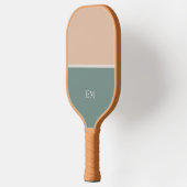 Moderne, minimalistische groene Initialen Pickleball Paddle (Links)