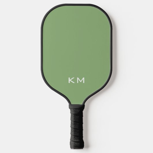 Moderne, minimalistische groene Initialen Pickleball Paddle (Voorkant)